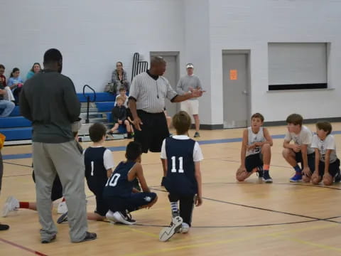 a group of people in a gym