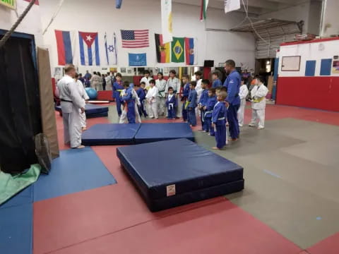 a group of people in a room