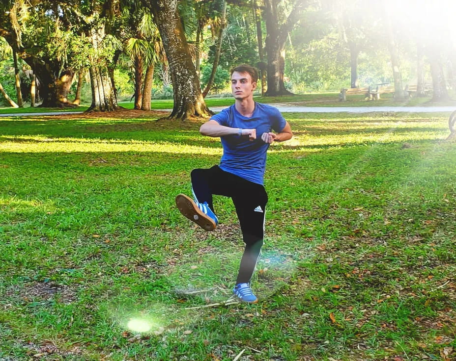 a person running in a park