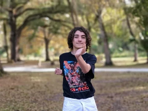 a person with curly hair