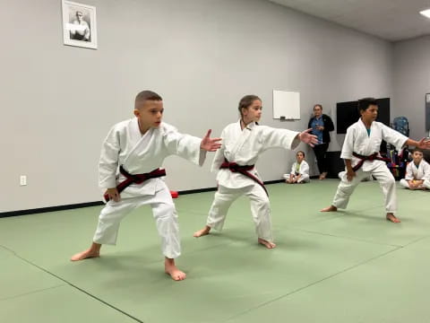 a group of men in karate uniforms