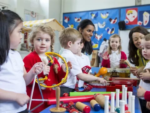a group of children in a classroom