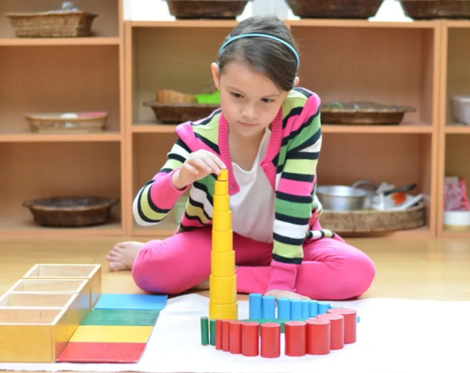 a child playing with blocks
