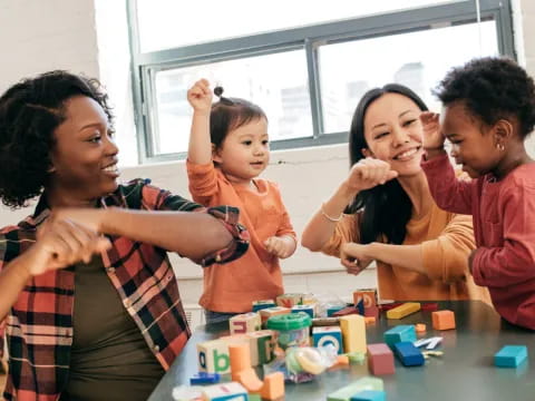 a group of people around a table