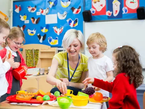 a person and several children