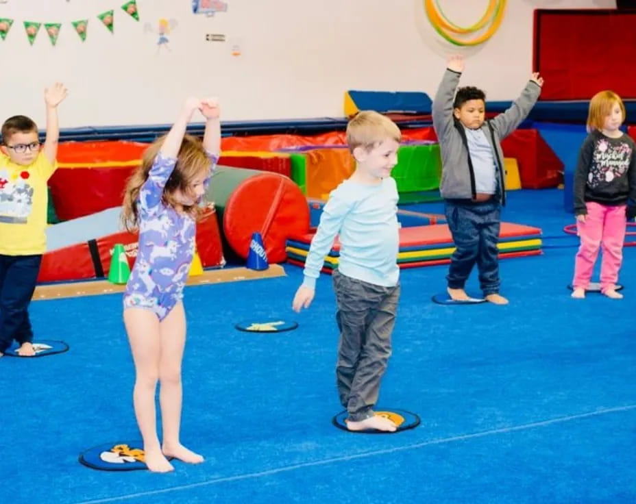 a group of children in a gym