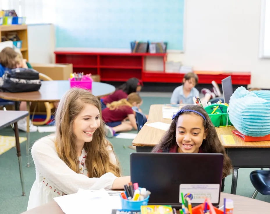 a group of children in a classroom