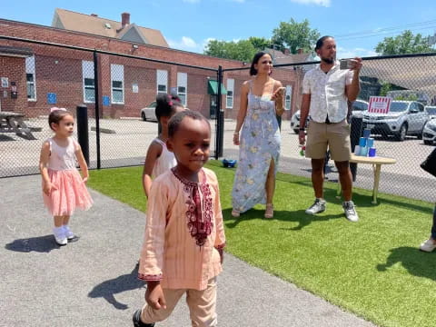 a group of people outside