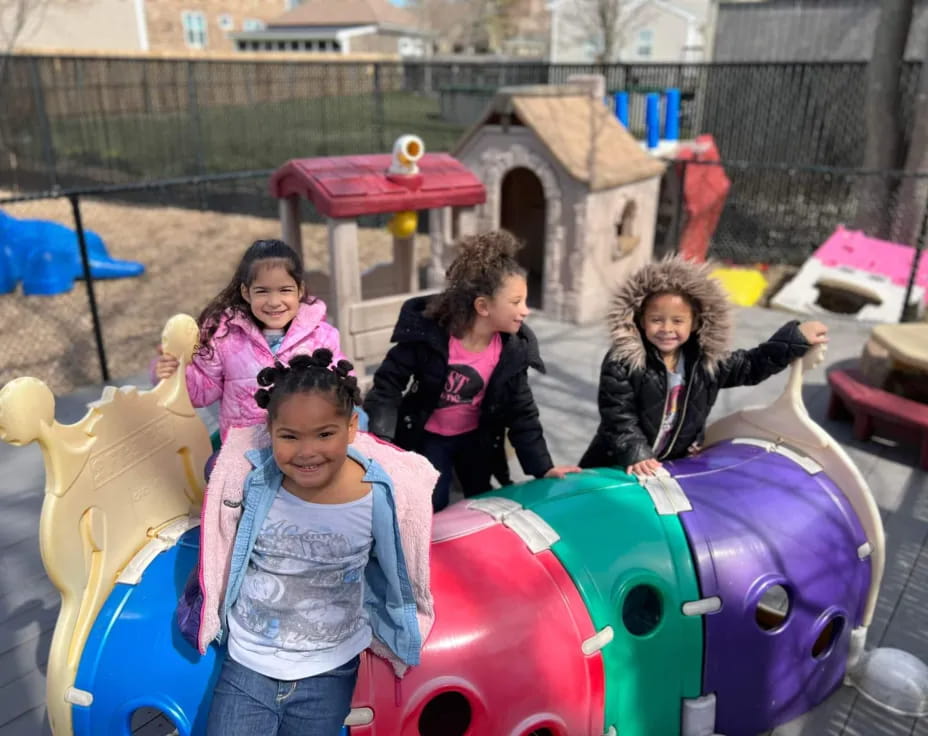 a group of children on a ride