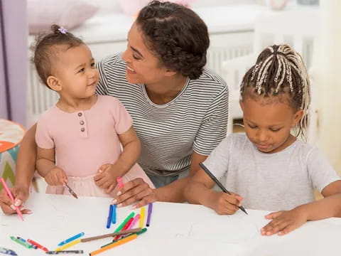 a person and two children