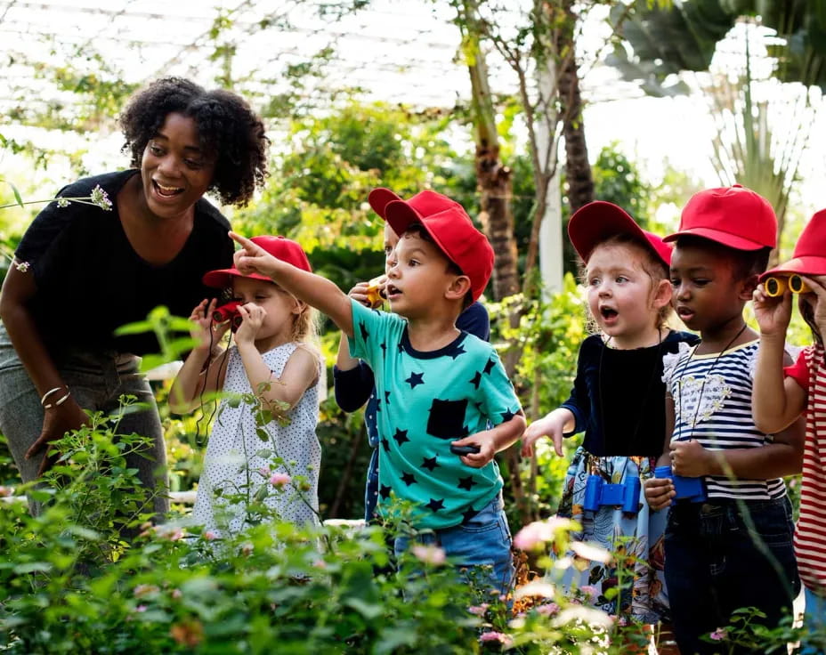 a group of people standing outside