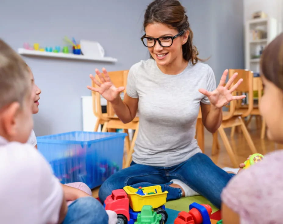 a person and several children