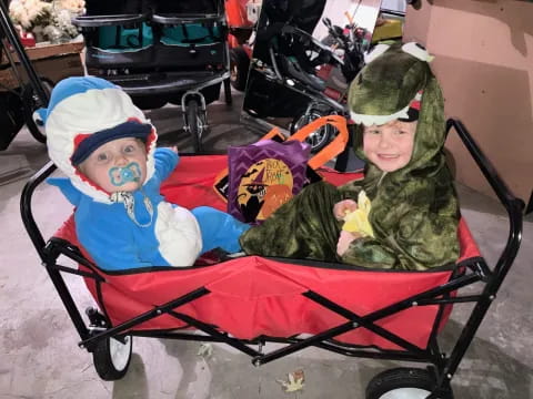 two children in a stroller