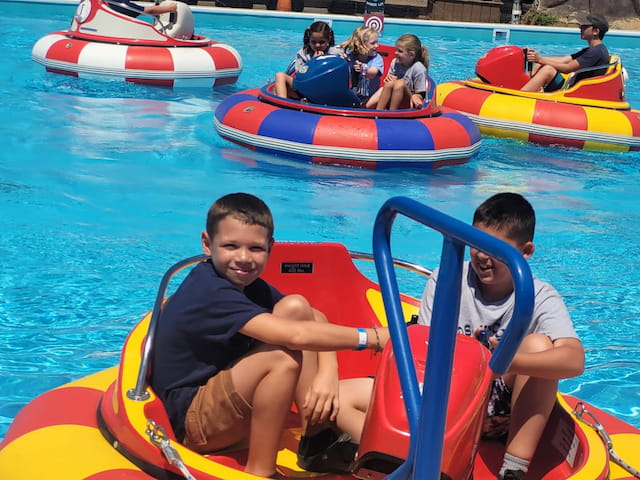 a group of people in inner tubes