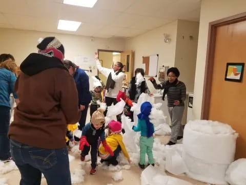 a group of people in a room