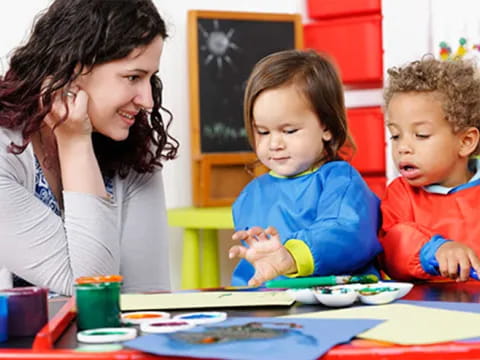 a person and two children