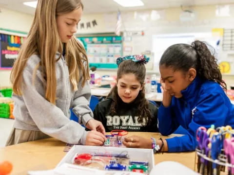 a person and two girls in a store