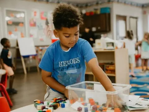 a young boy in a classroom
