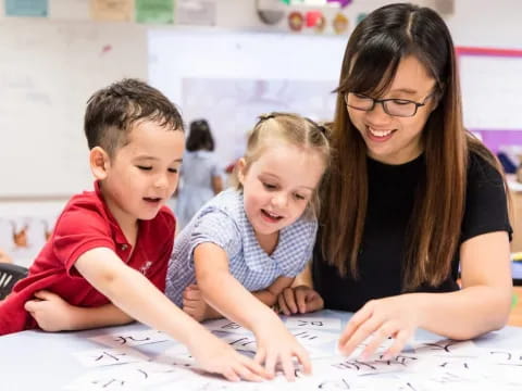 a person and two children