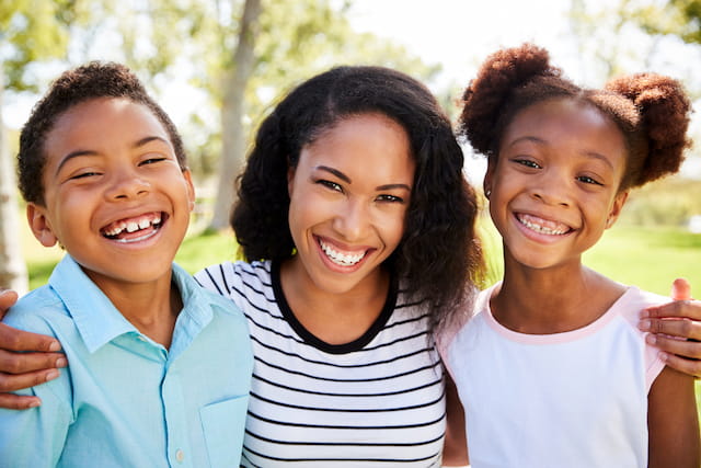 a group of people smiling