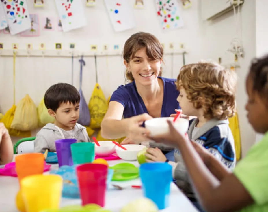 a person and several children