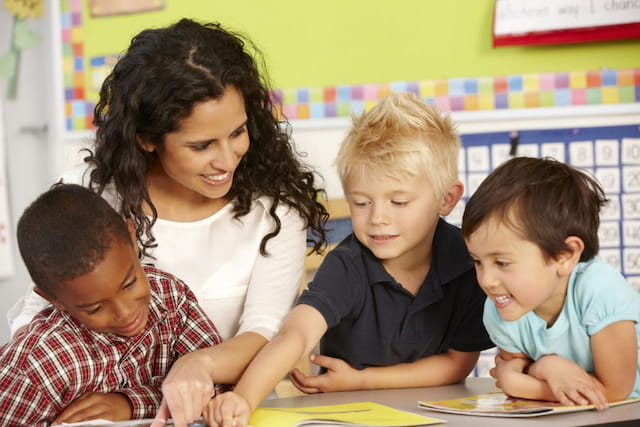 a teacher and her students