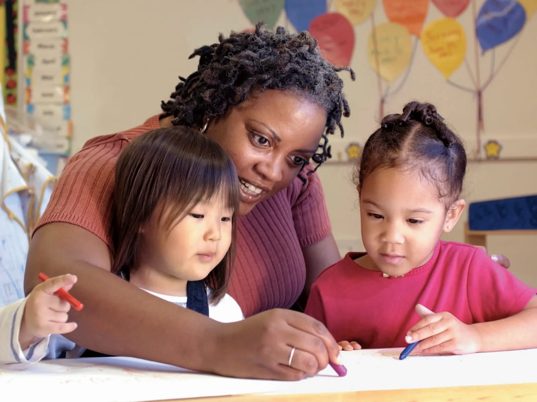 a person and two children