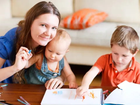 a person and two children