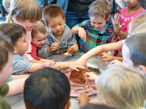 a group of children eating
