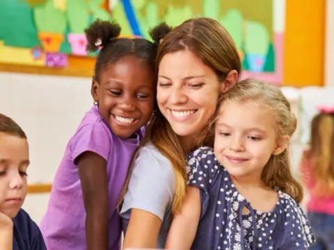 a group of children smiling