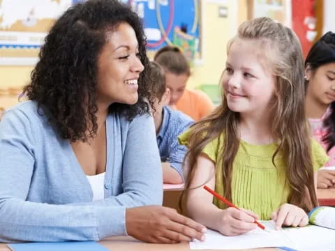 a teacher and her students