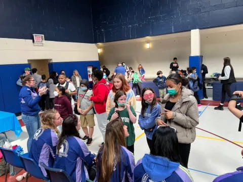 a group of people in a room