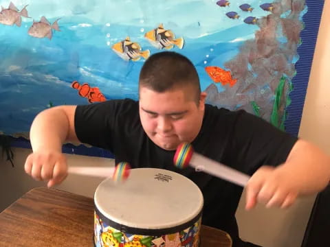 a person playing drums