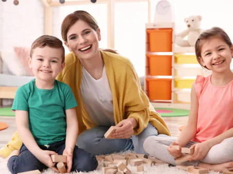 a person and two children