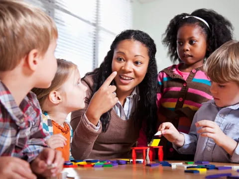 a person and several children