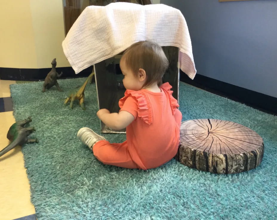 a baby sitting on the floor