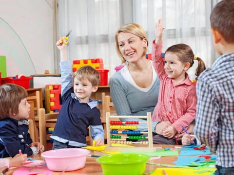 a group of children playing with toys