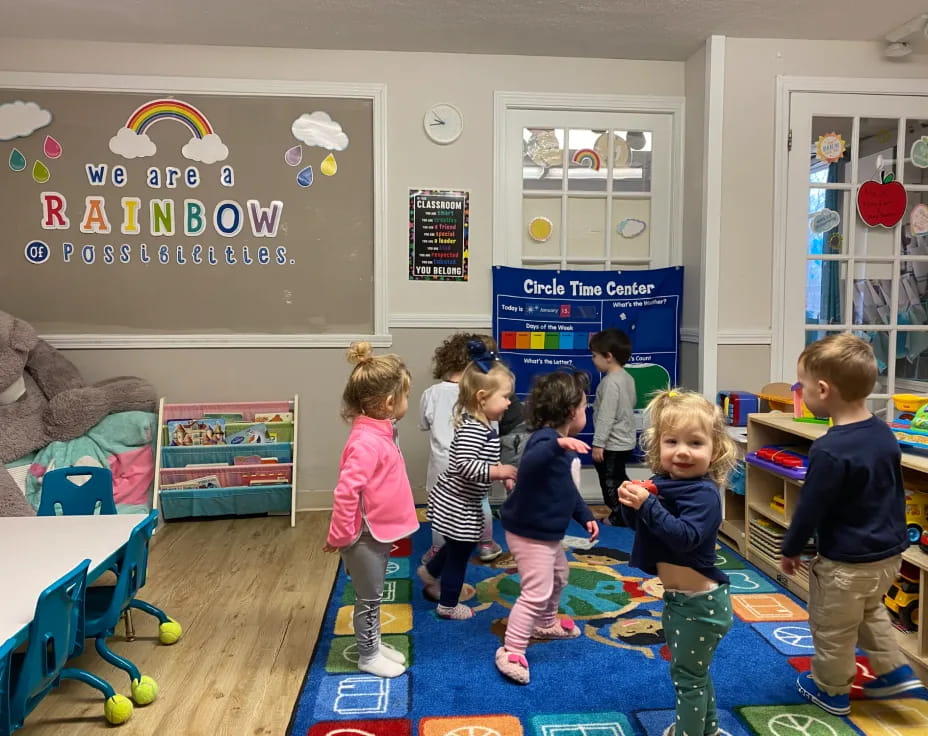 a group of children in a room