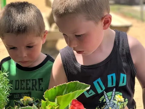 two boys looking at each other