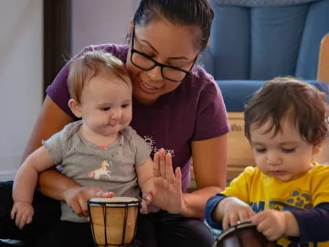 a person and two children
