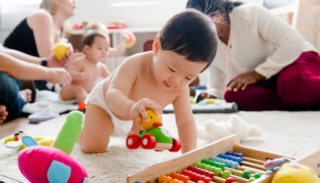 a child playing with toys