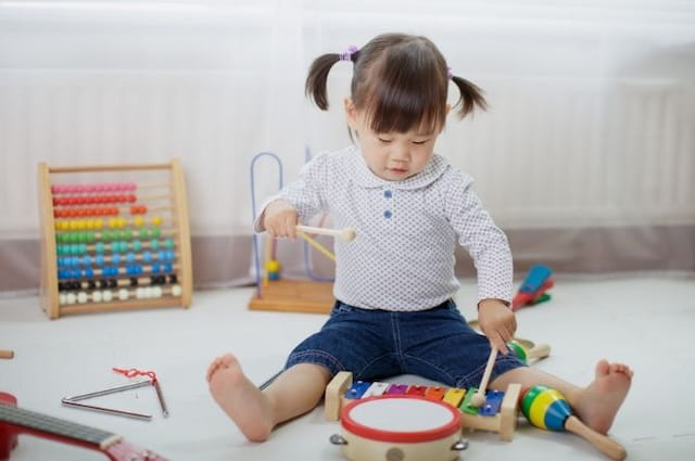 a child playing with toys