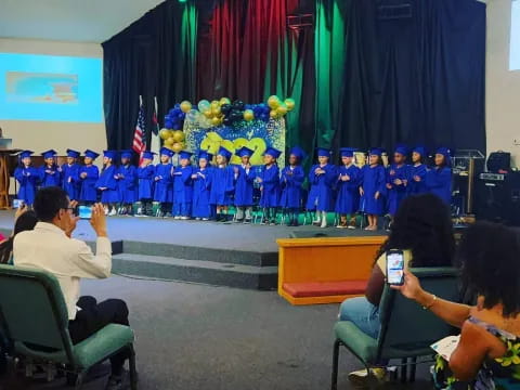 a group of people in a room