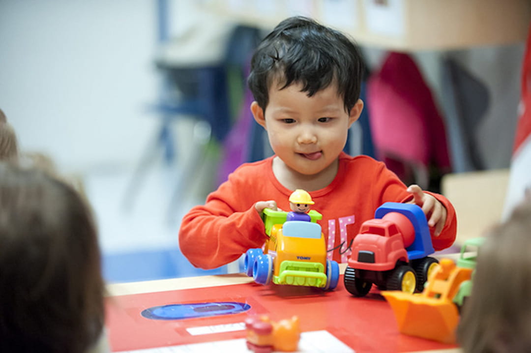 a child playing with toys