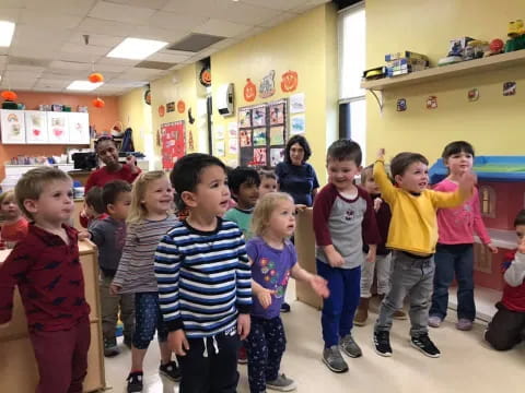a group of children in a classroom