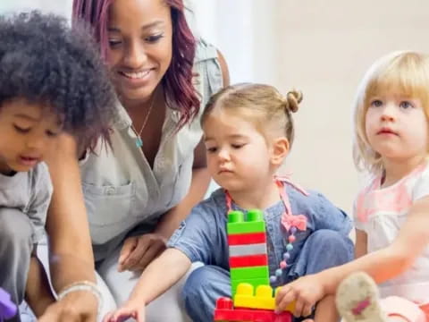 a person and several children