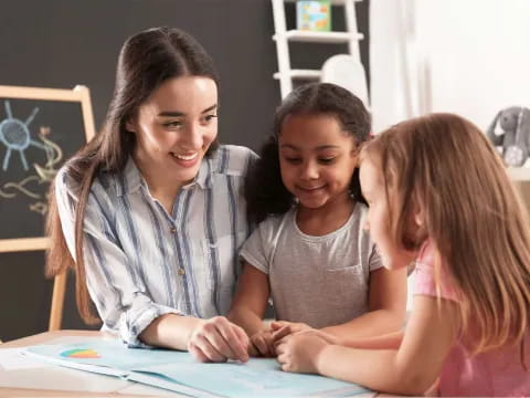 a person and a couple of girls