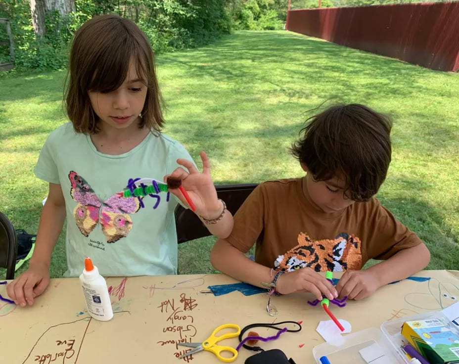 a couple of kids painting