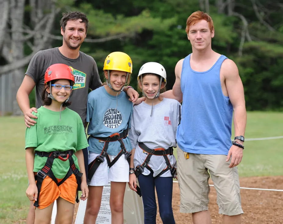 a group of people wearing helmets