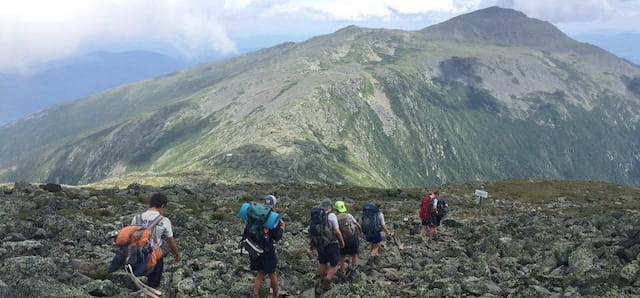 a group of people hiking